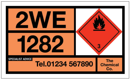 Un panneau d'avertissement de danger pour la pyridine, UN 1282